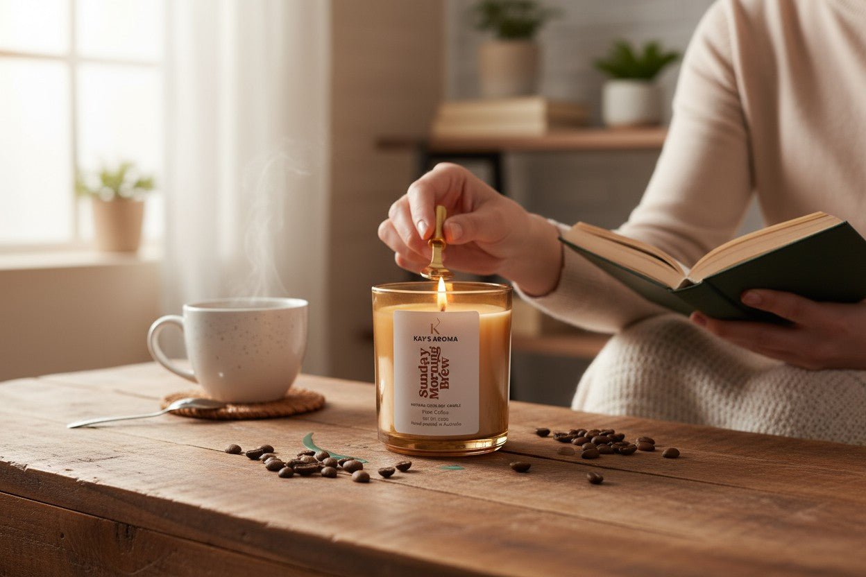 Sunday Morning Brew handmade coco-soy candle gift idea for home or loved ones
