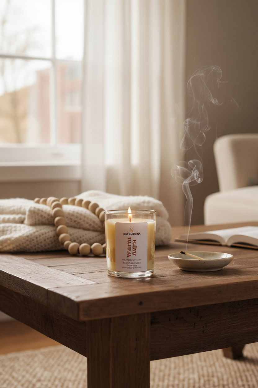Warm Aura handmade coco-soy candle gift idea for home or loved ones