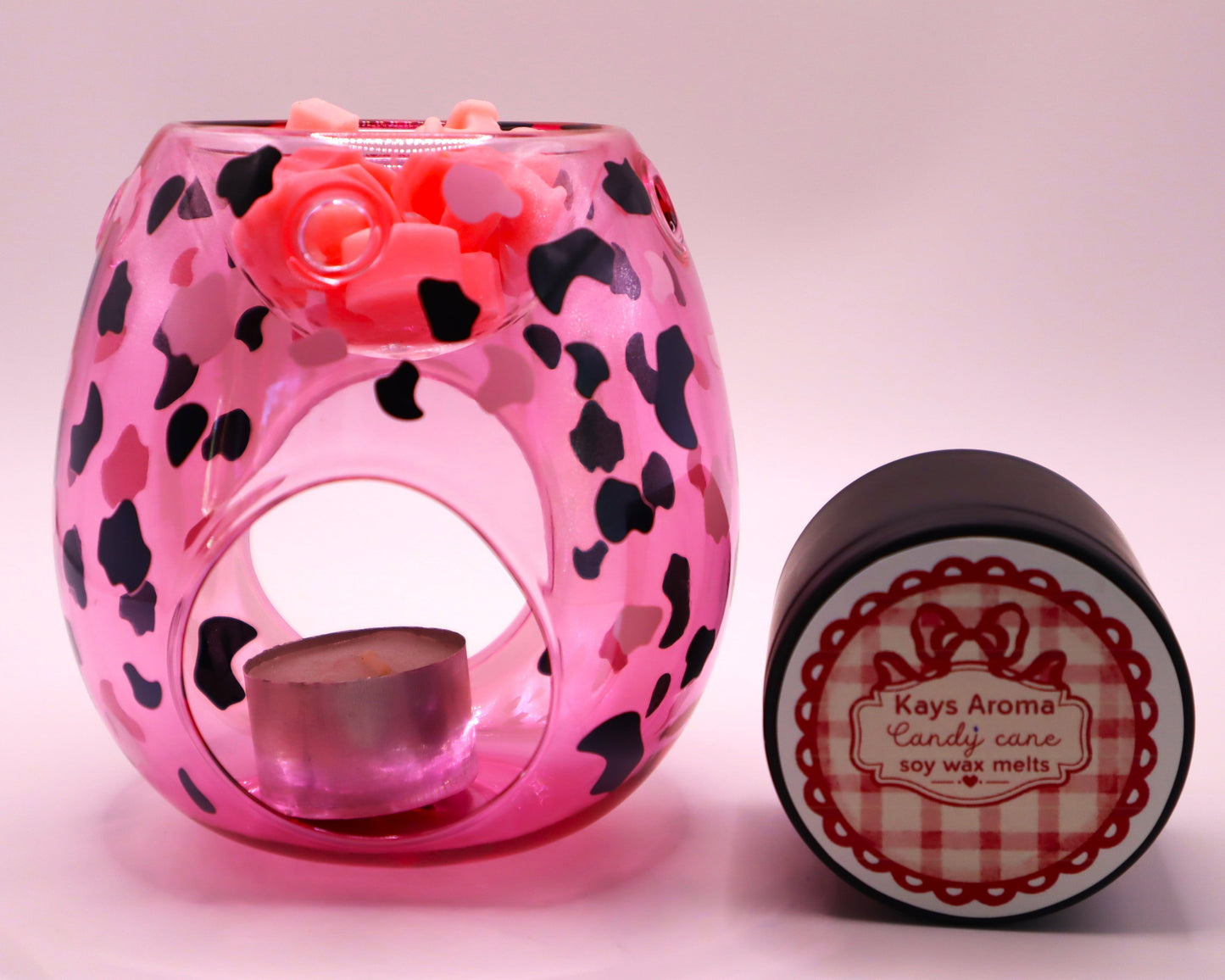 Pink Wax melt warmer - with candy cane wax melts