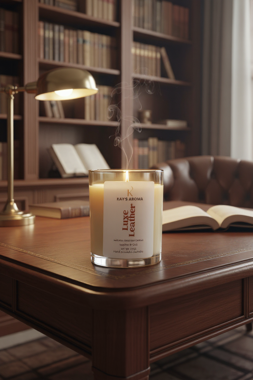 Luxe Leather handmade coco-soy candle gift idea for home or loved ones