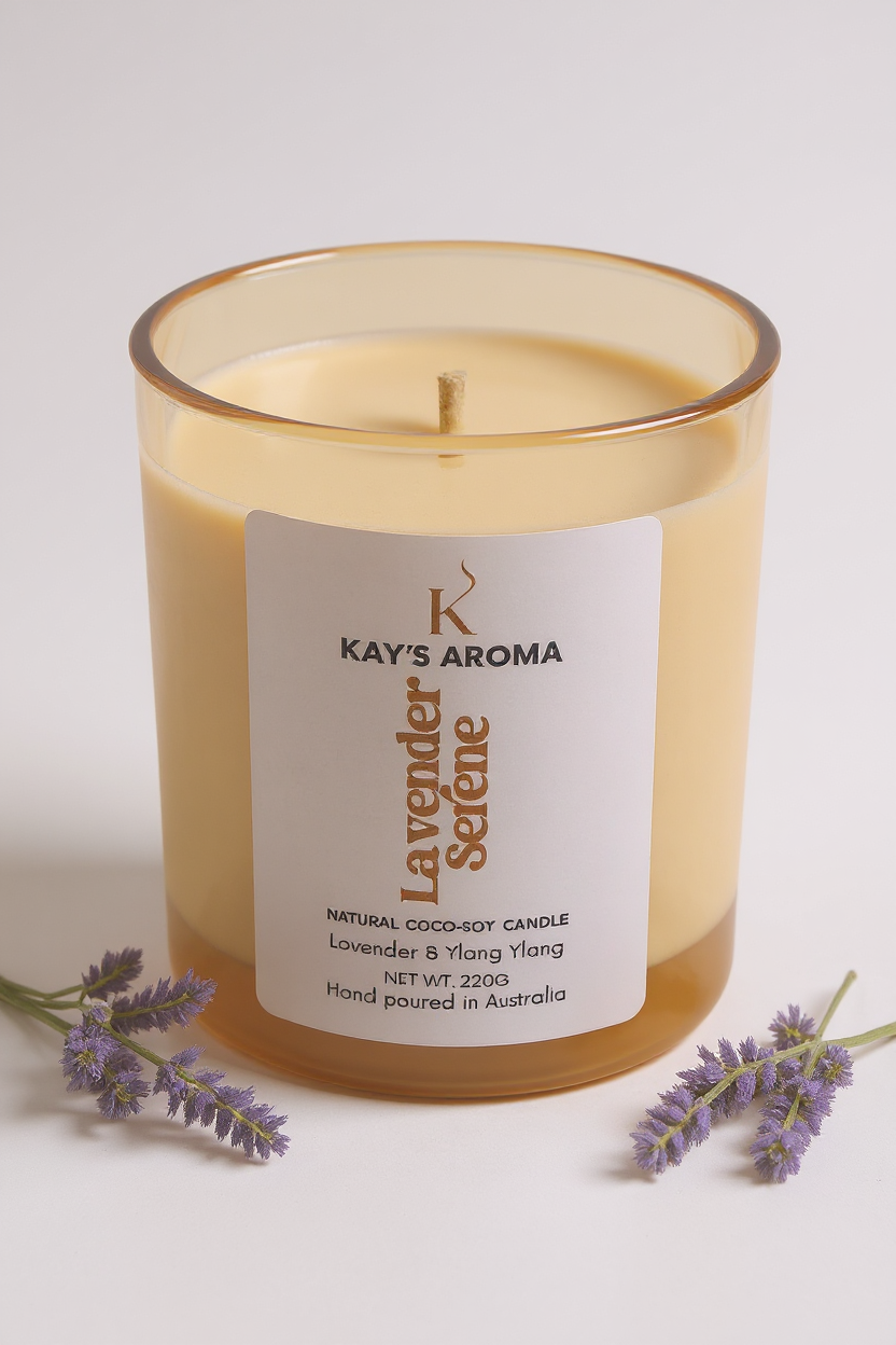 Lavender Serene handmade coco-soy scented candle 220g with cotton wick