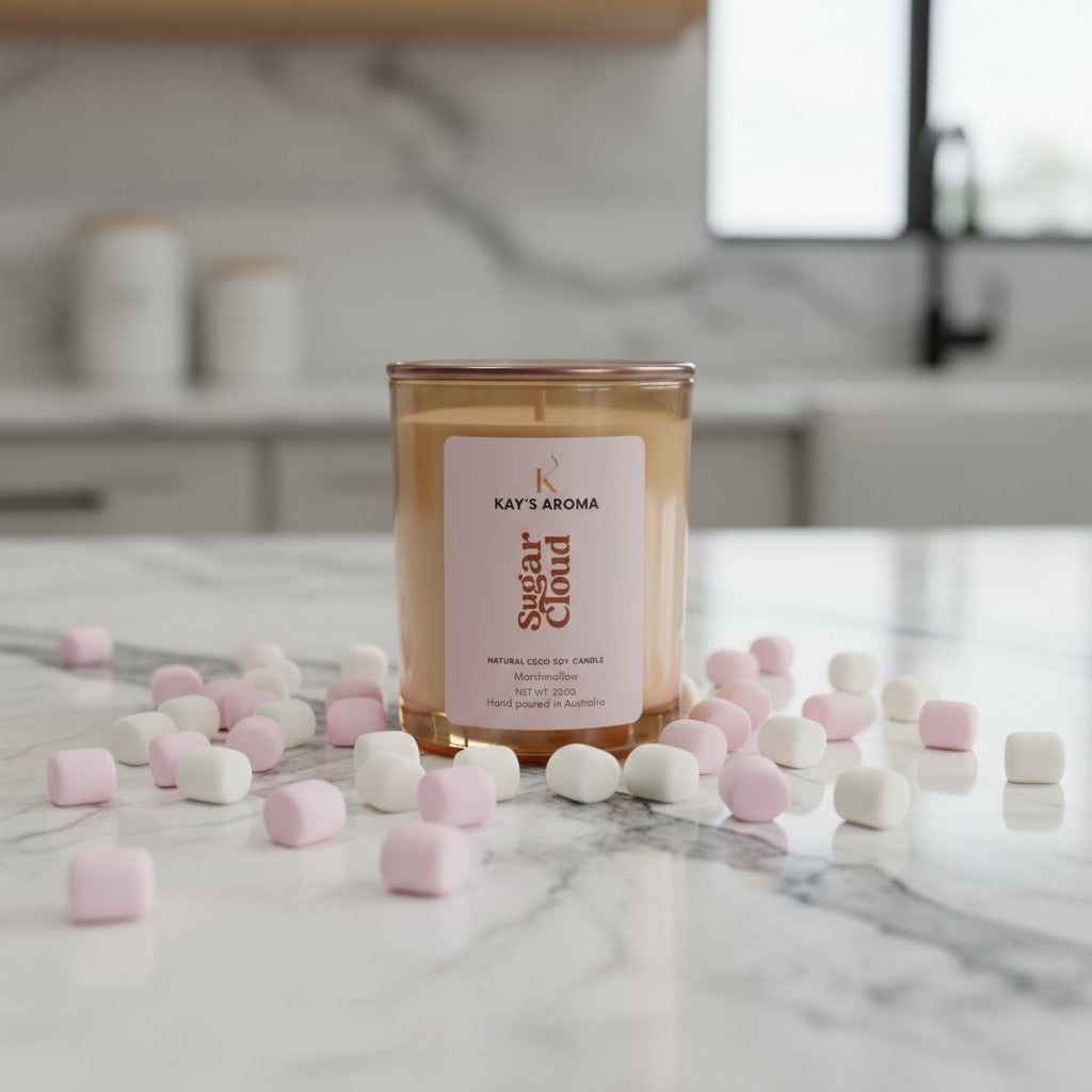 Sugar Cloud handmade coco-soy scented candle 220g with cotton wick