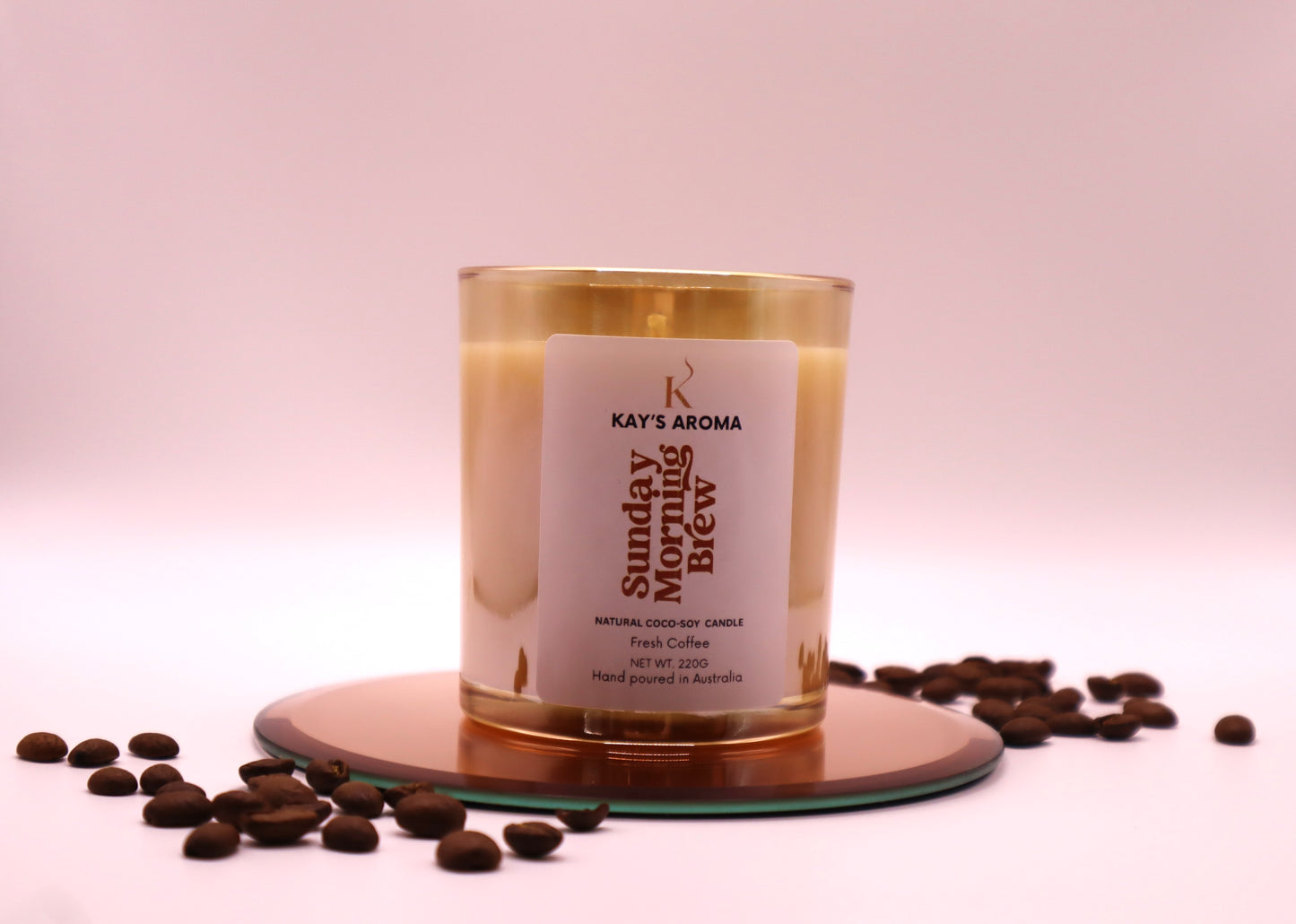 Sunday Morning Brew handmade coco-soy scented candle 220g with cotton wick