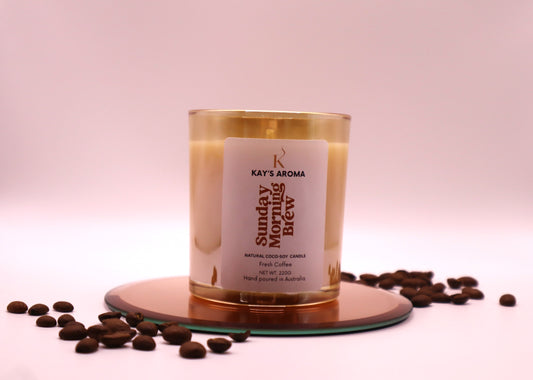 Sunday Morning Brew handmade coco-soy scented candle 220g with cotton wick