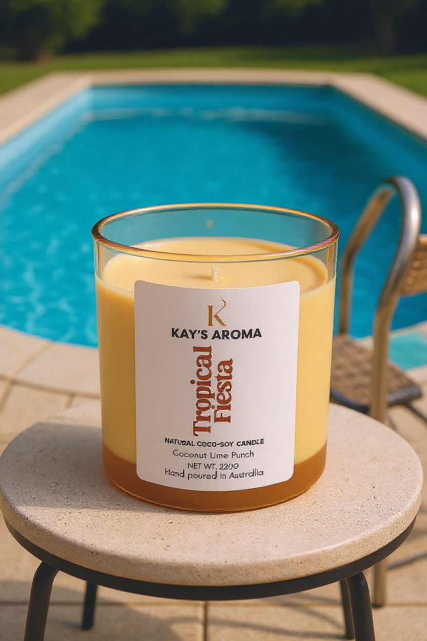 Tropical Fiesta handmade coco-soy scented candle 220g with cotton wick