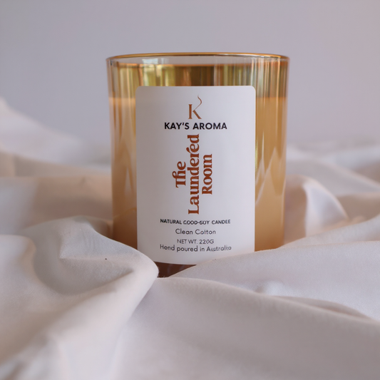 The Laundered Room handmade coco-soy scented candle 220g with cotton wick